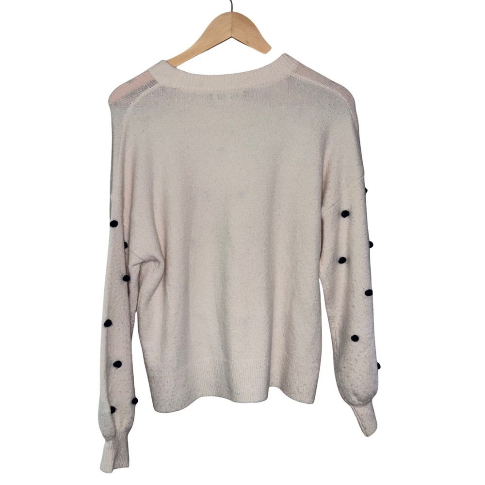 Madewell Pom Pom Polka Dot Sweater Small Merino Wool Blend Cream Bobble Knit - Picture 3 of 6
